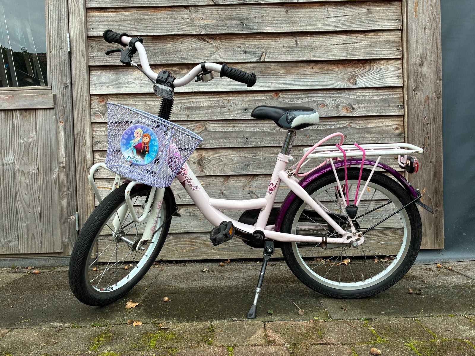 Alpina Twirl kinderfiets 18 inch met Frozen mandje, Ophalen, Gebruikt, Terugtraprem, 16 tot 20 inch