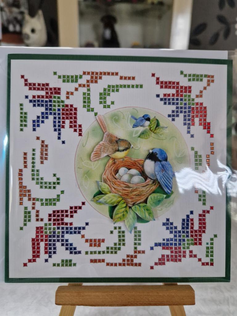 Kaartje hobbydots sparkles vogels bij nest met eieren, Ophalen of Verzenden, Nieuw