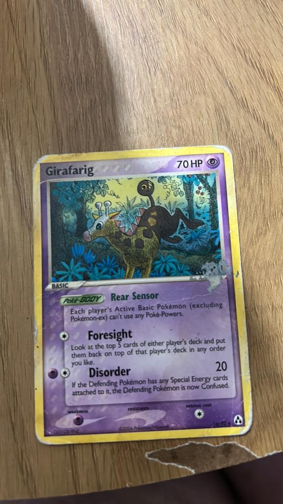 Pokemon kaart girafig, Ophalen of Verzenden, Gebruikt, Losse kaart