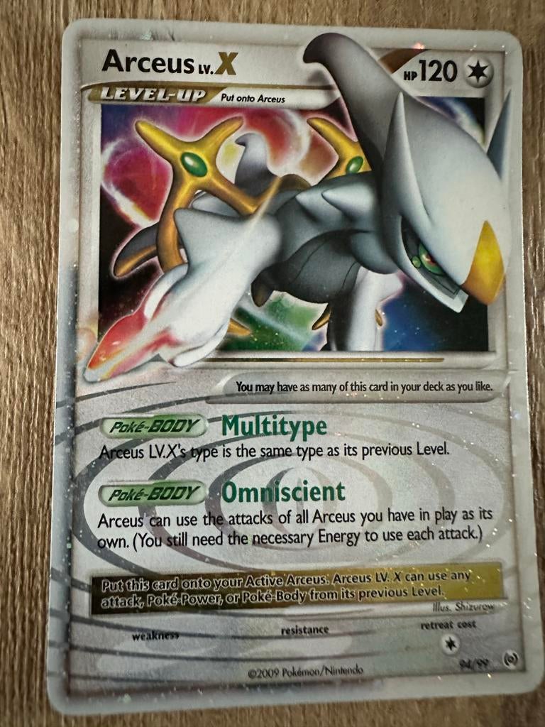 Arceus LV.X Pokémon kaart - Zeldzaam en Foil, Hobby en Vrije tijd, Verzamelkaartspellen | Pokémon, Verzenden, Gebruikt, Losse kaart