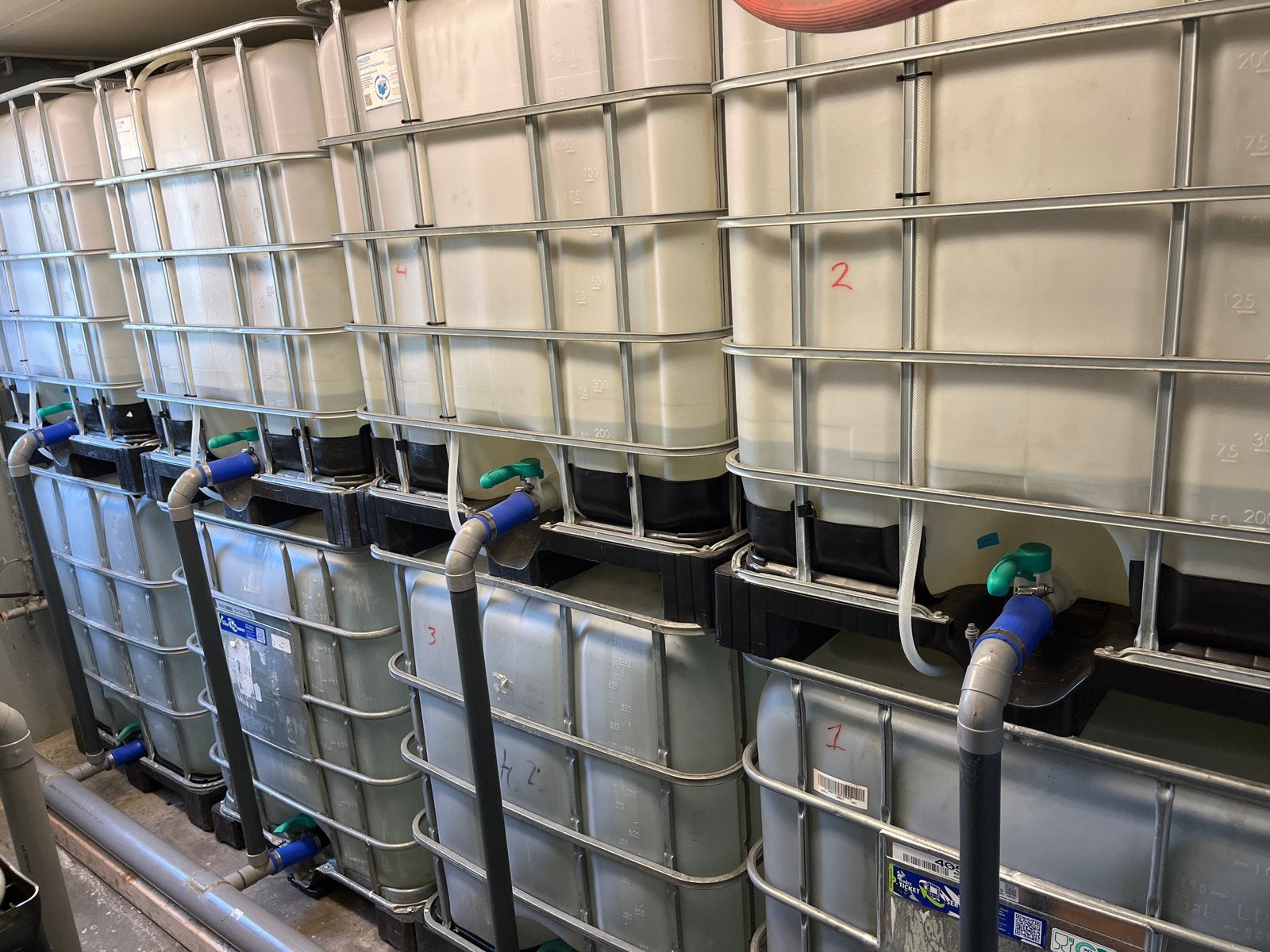 IBC drinkwater containers 1000 liter, Kunststof, Gebruikt, Met kraantje, 150 liter of meer