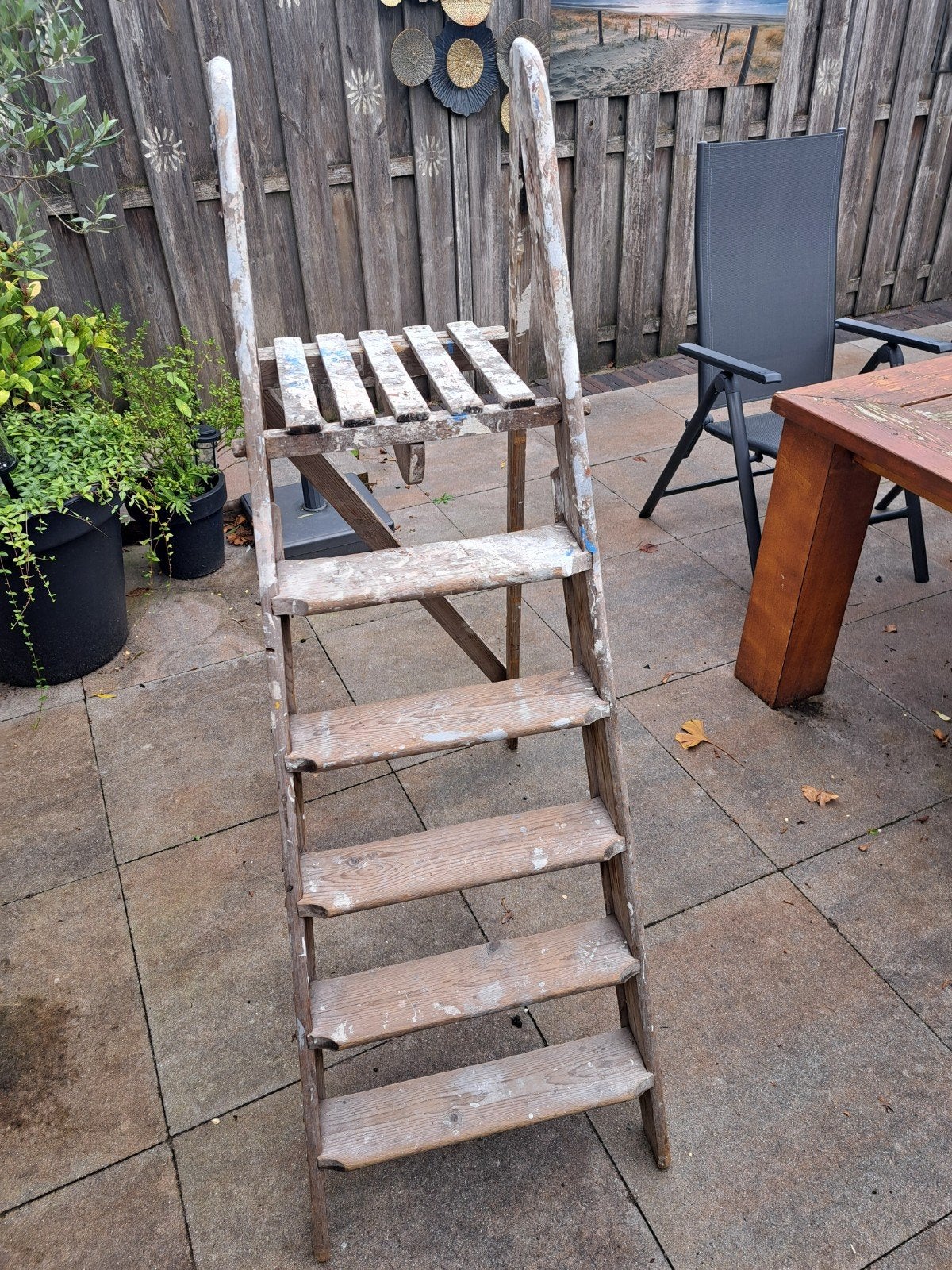 Oude houten schilderstrap - decoratief of voor klusjes, Ophalen, Gebruikt, Trap, Opvouwbaar of Inschuifbaar