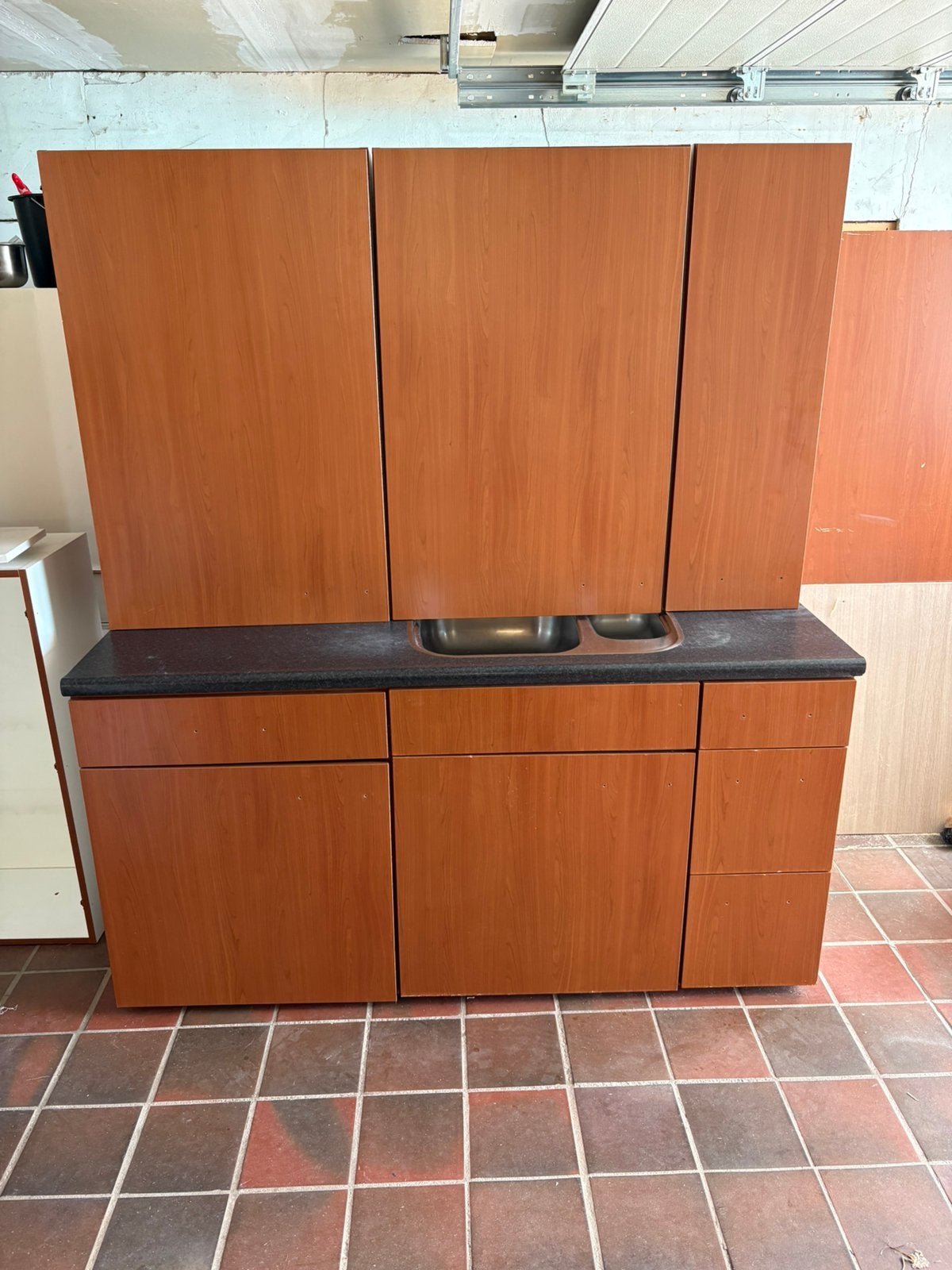 Keukenblok 150 cm breed met bovenkasten, Huis en Inrichting, Ophalen of Verzenden, Gebruikt, Bruin, Enkelwandige keuken