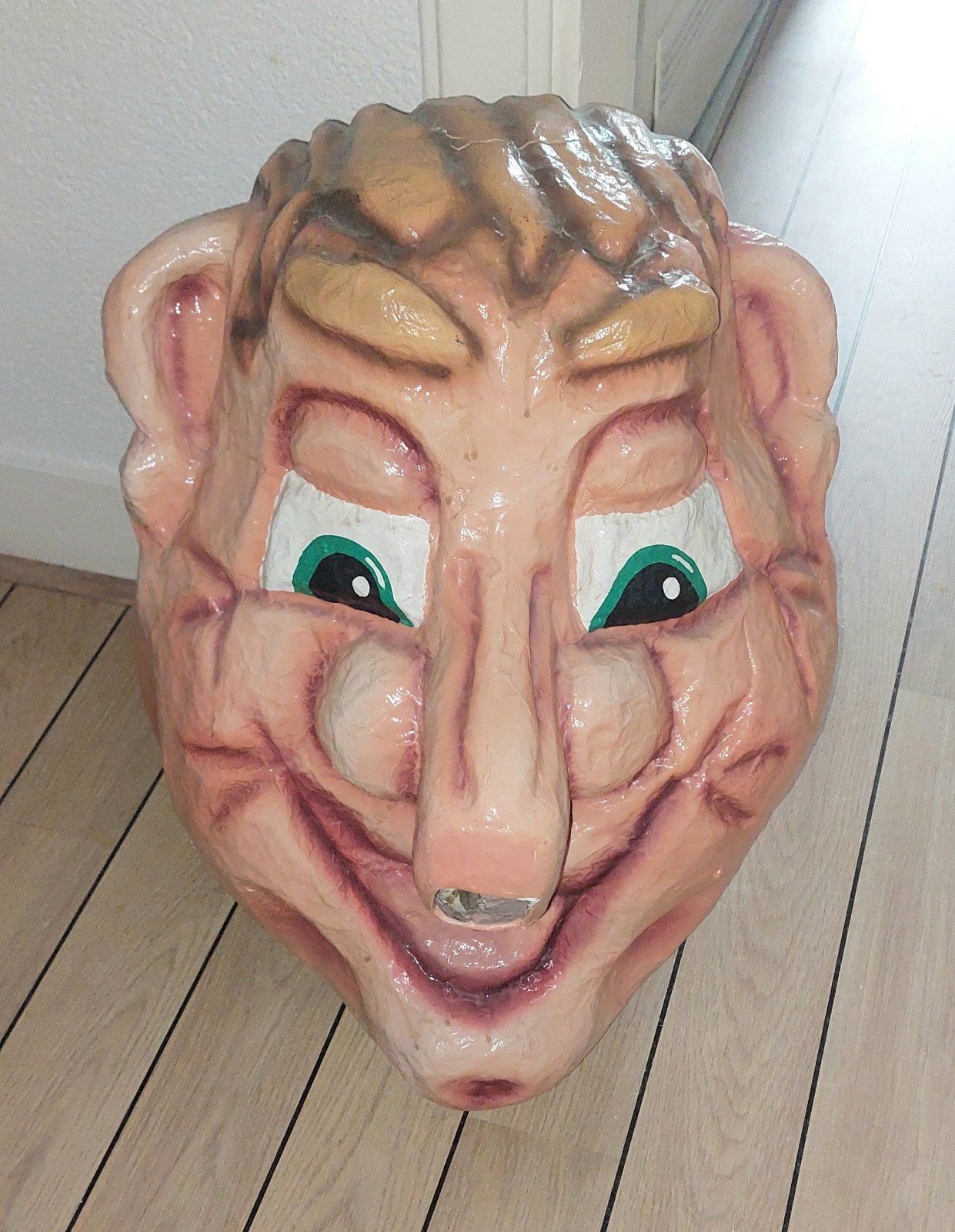Vintage Carnavalshoofd van papier maché, Ophalen