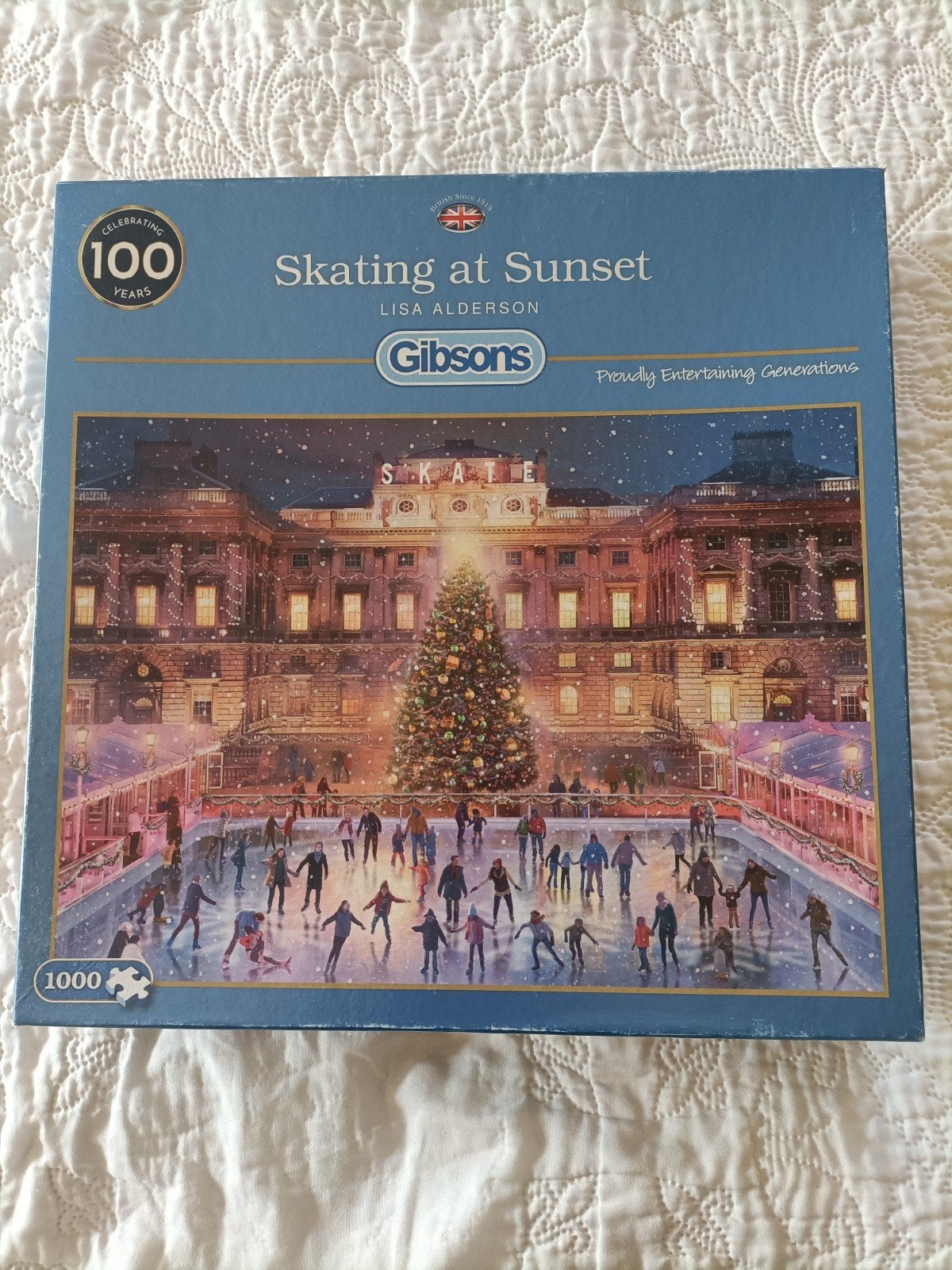 Gibson Kerstpuzzel 1000st, Ophalen of Verzenden, 500 t/m 1500 stukjes, Gebruikt, Legpuzzel