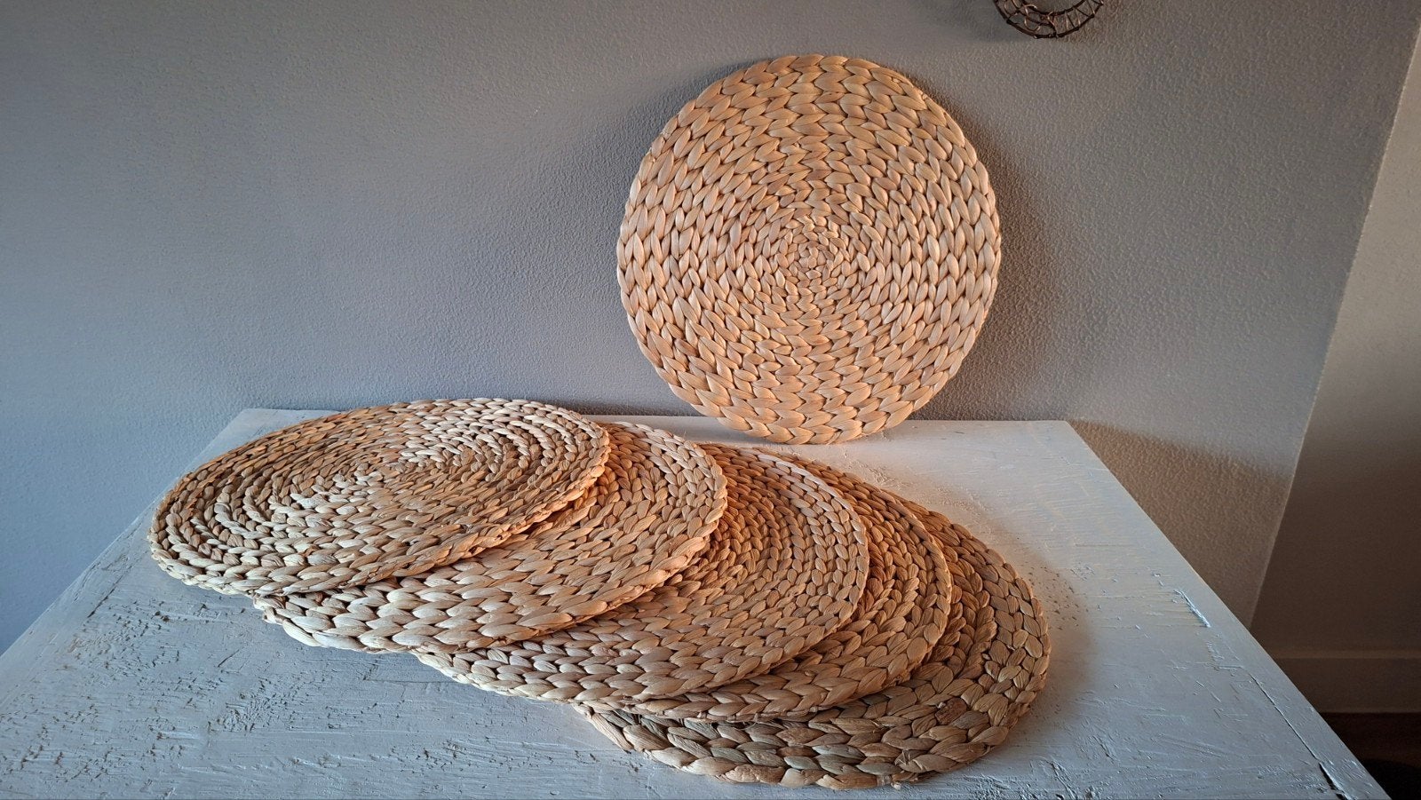 Set van 6 gevlochten placemats / onderborden -Boho Wabi-Sabi, Overige materialen, Gebruikt, Overige typen, Vintage
