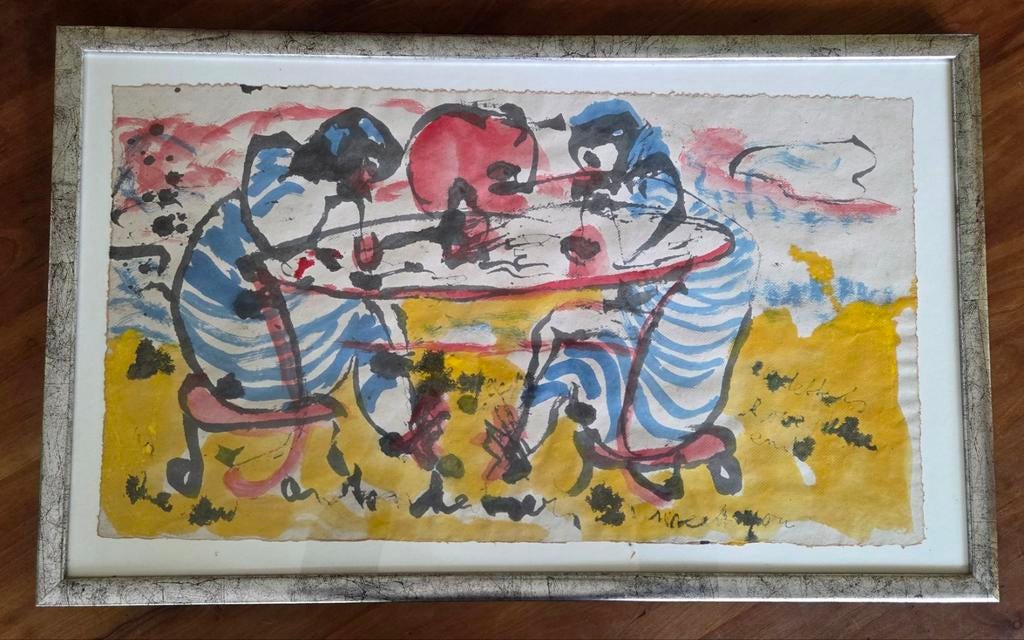 Gesigneerde tekening Anton Heyboer: 'Twee kakelende kippen', Ophalen of Verzenden
