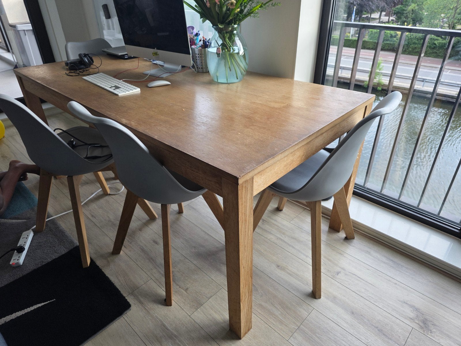 Wooden dining table 90x180cm - easily dismountable, Ophalen, Gebruikt, Tot twee personen, 50 tot 100 cm