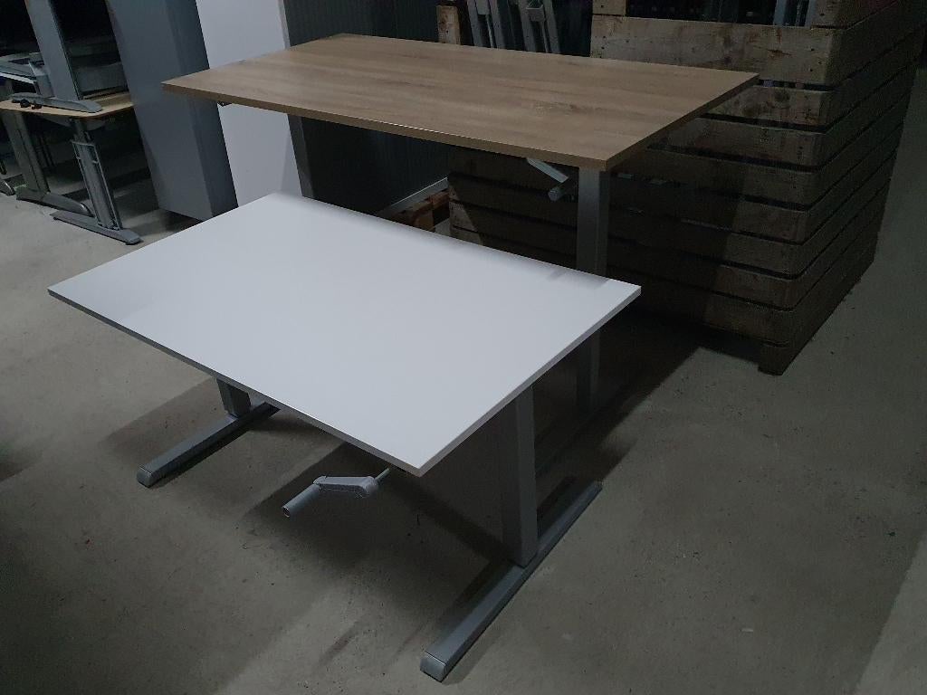 Zit-sta bureau (met originele of nieuwe bladen) 30 beschikba, Zit-sta bureau, VST, In hoogte verstelbaar, Ophalen of Verzenden