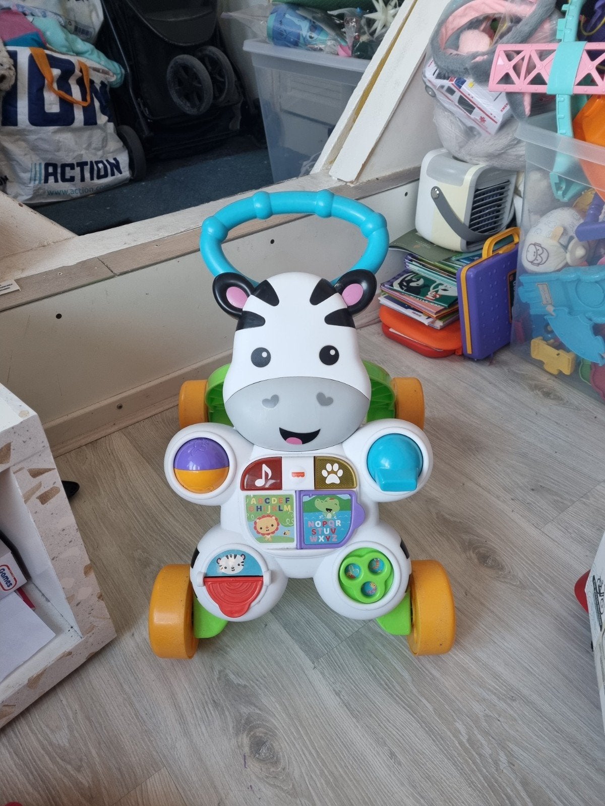 Fisher-Price Zebra Loopwagentje en Activiteitenpaneel, Ophalen