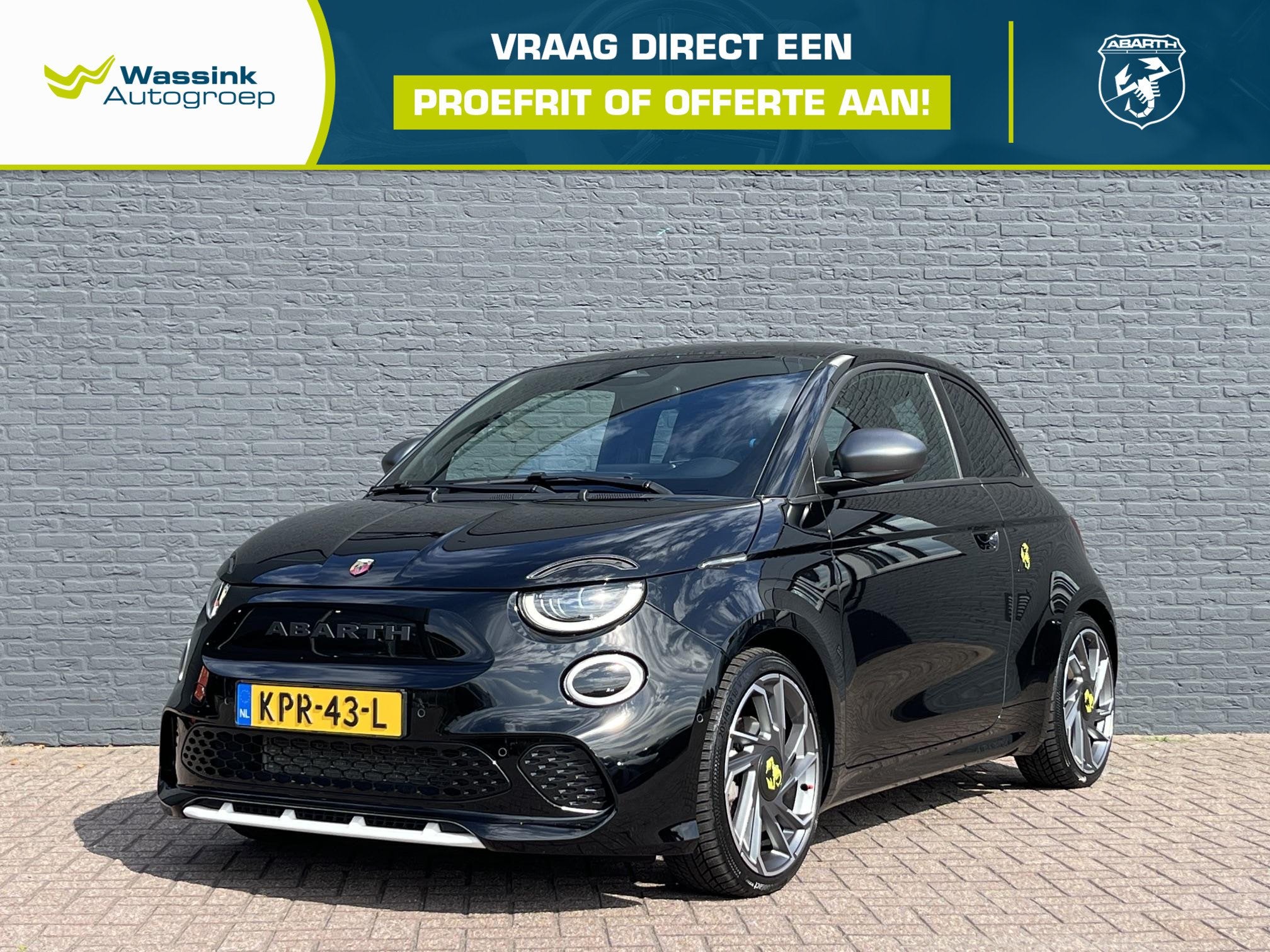 Abarth 500E Turismo 42 kWh | SOH 95% | 155 PK | Sportstoelen, Auto's, Gebruikt, 500e, Zwart, 253 km