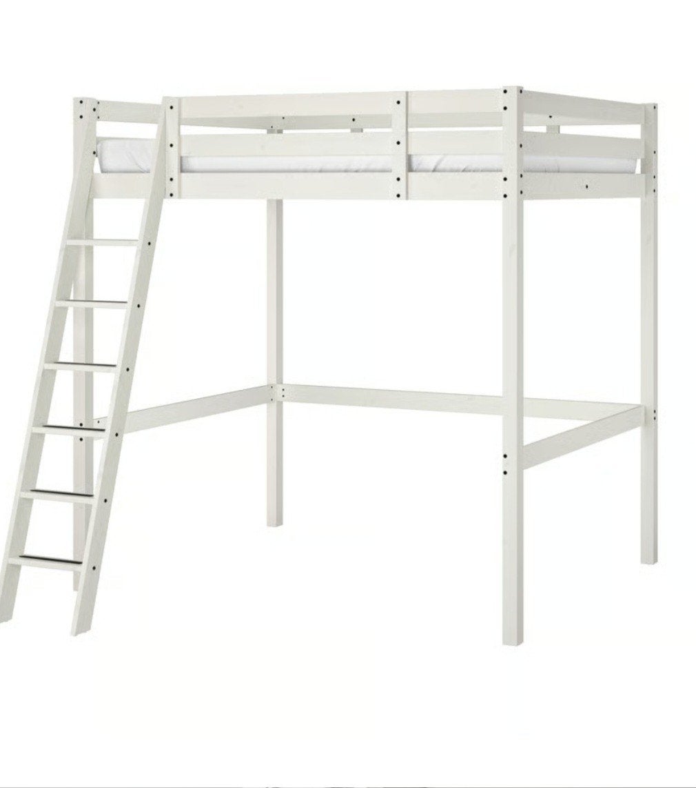 IKEA Hoogslaper wit, 140 x 200cm, Huis en Inrichting, Slaapkamer | Stapelbedden en Hoogslapers, Ophalen, Tweepersoons, Zo goed als nieuw