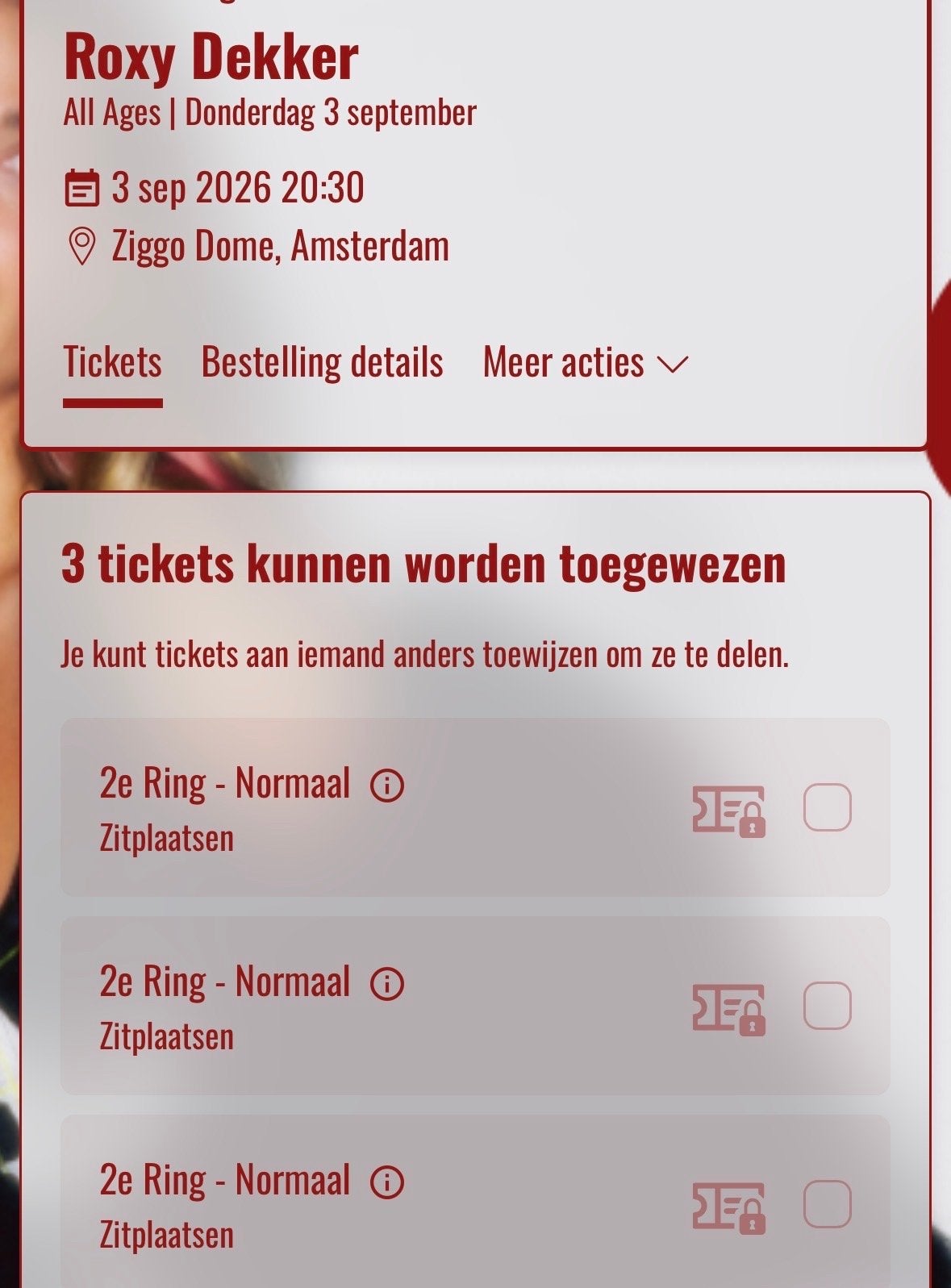 Roxy Dekker concert 3 september, Drie personen of meer, September