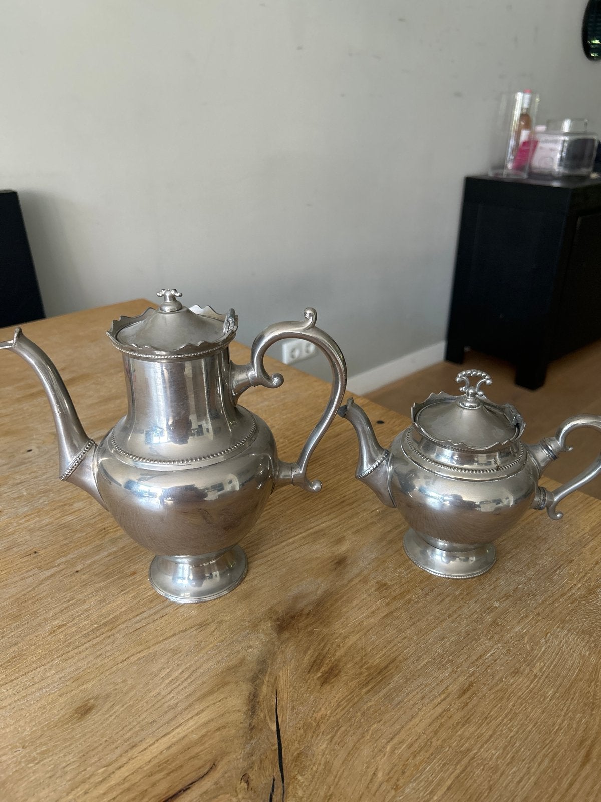 Antieke Zilveren Theepotten Set - Twee Stuks, Ophalen of Verzenden