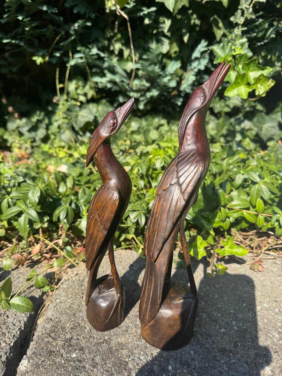 Antiek Koppel Balinese Art Deco Reigers, Jaren 30, Ophalen of Verzenden, Handgemaakt, 20 - 50 cm, Beeld