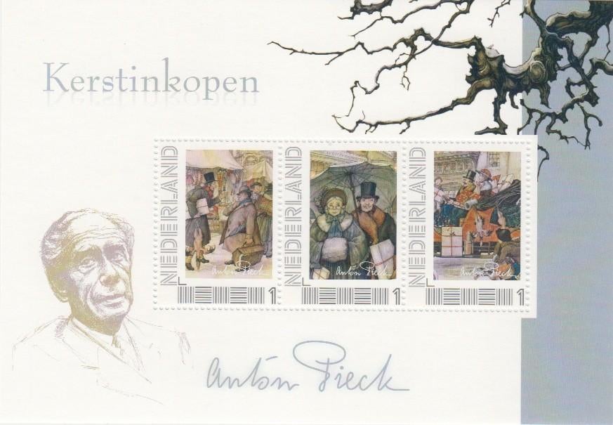 Nederland Postset Anton Pieck Kerstinkopen met blok/kaarten, Ophalen of Verzenden, Na 1940, Postfris