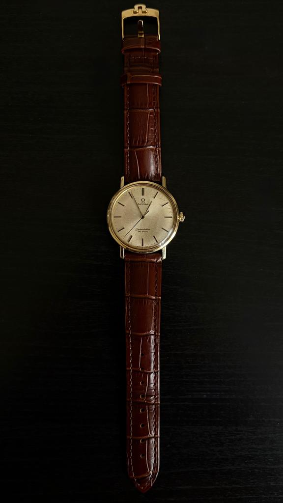 Omega, Sieraden, Tassen en Uiterlijk, Horloges | Heren, Zo goed als nieuw, Omega, Leer, Ophalen of Verzenden