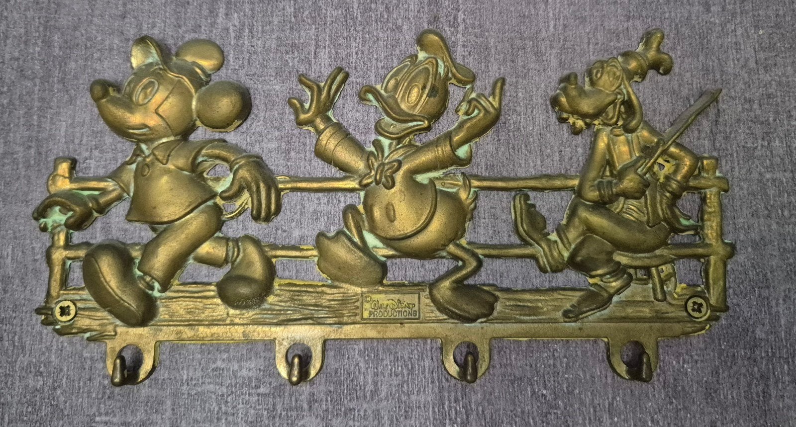 Vintage messing sleutelhouder, Verzamelen, Disney, Ophalen of Verzenden, Gebruikt