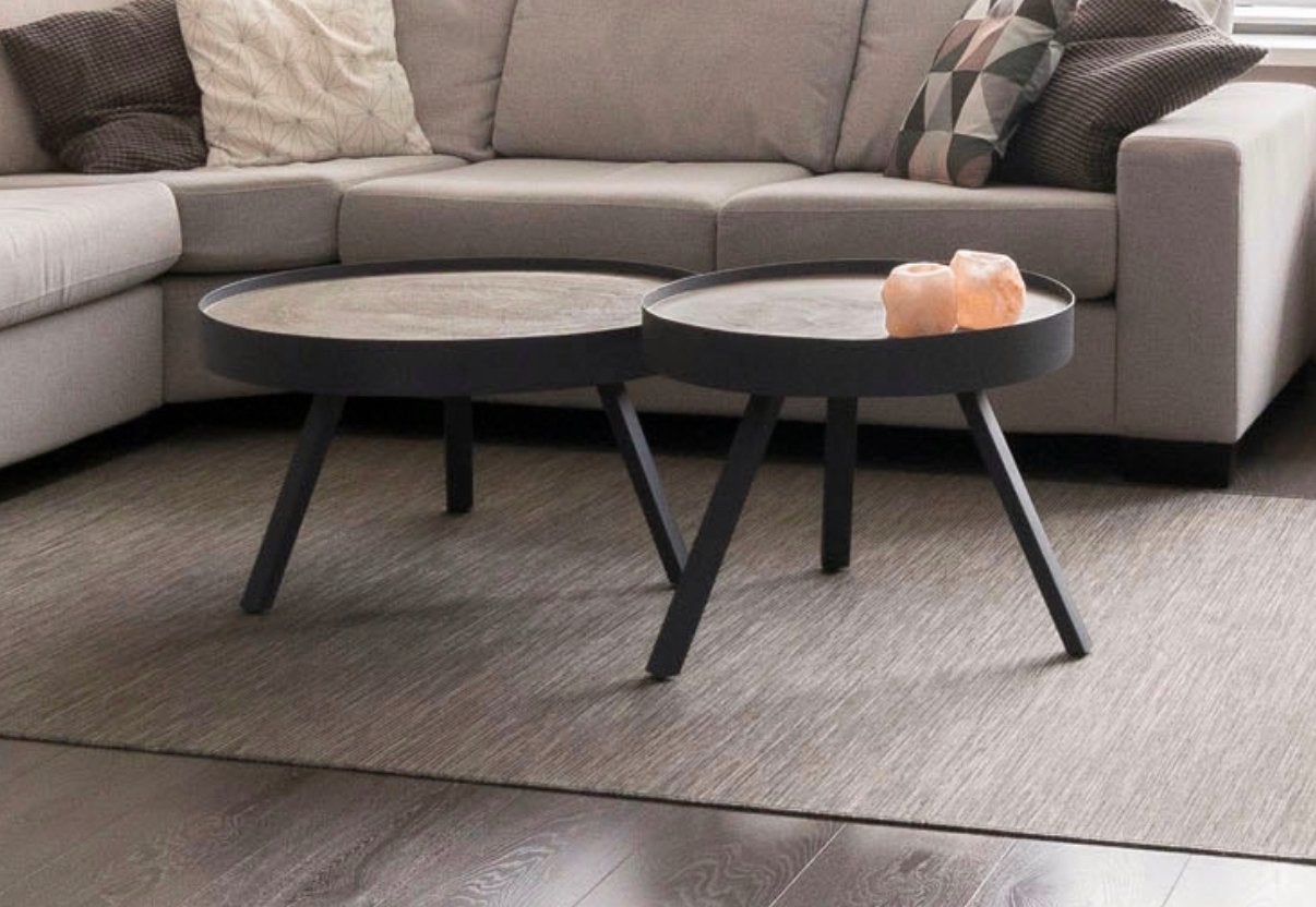 Set van 2 ronde salontafels - Modern design, Huis en Inrichting, Tafels | Salontafels, Ophalen, Gebruikt, Rond, 50 tot 100 cm