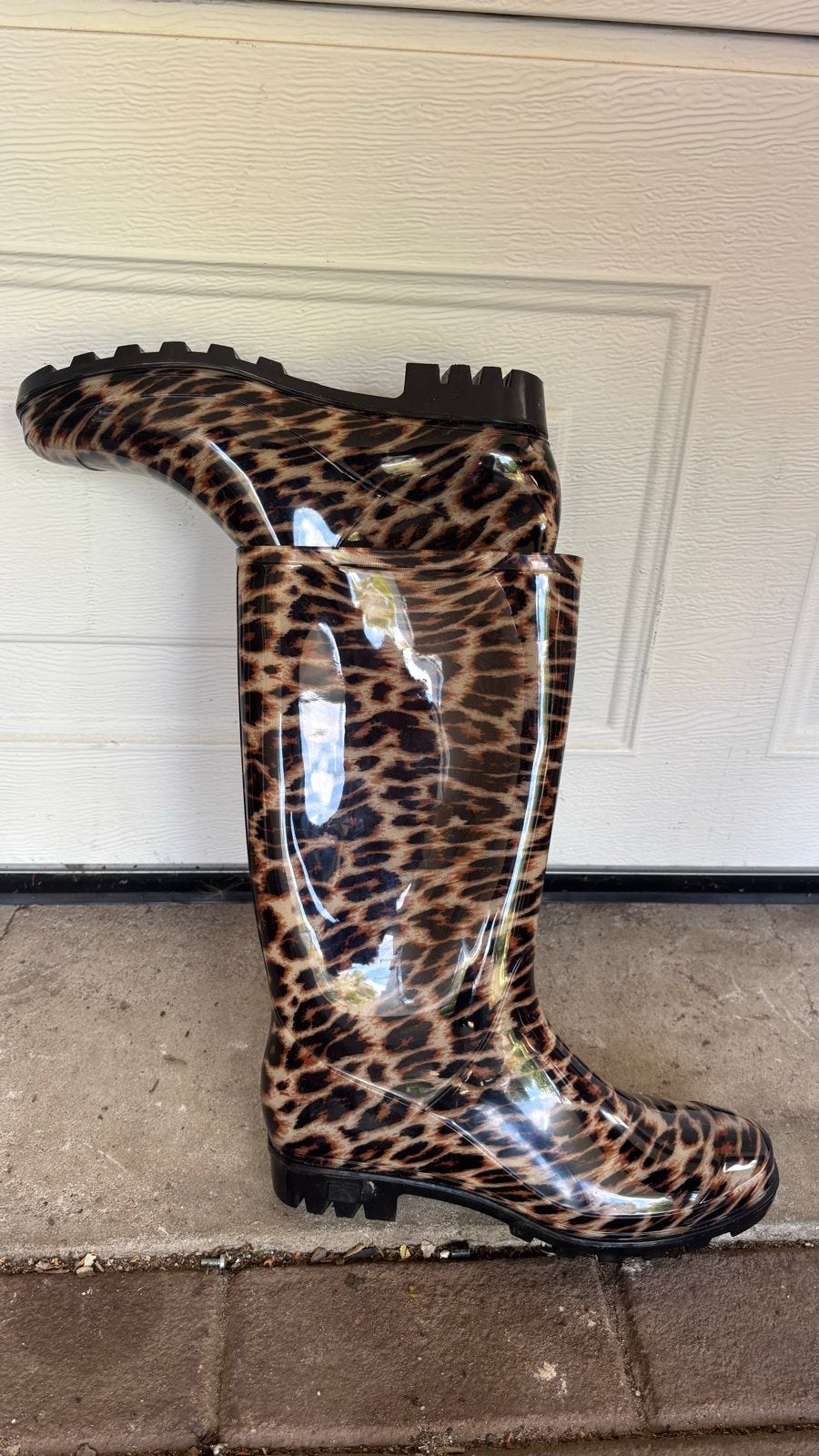 Leopard print regenlaarzen, Kleding | Dames, Schoenen, Ophalen, Zo goed als nieuw, Bruin, Regenlaarzen
