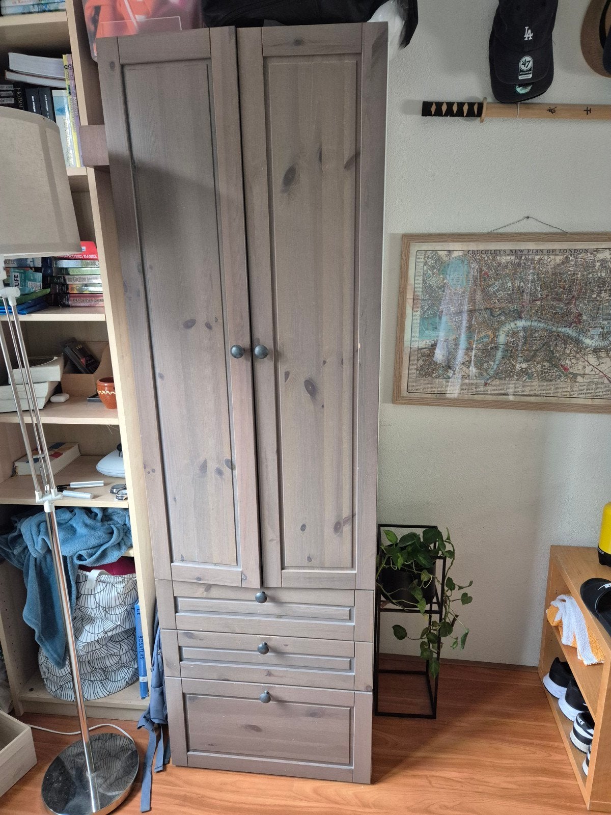 IKEA Hemnes Kledingkast met lades - Grijsbruin, Ophalen, Gebruikt, 100 tot 150 cm, Modern, Scandinavisch