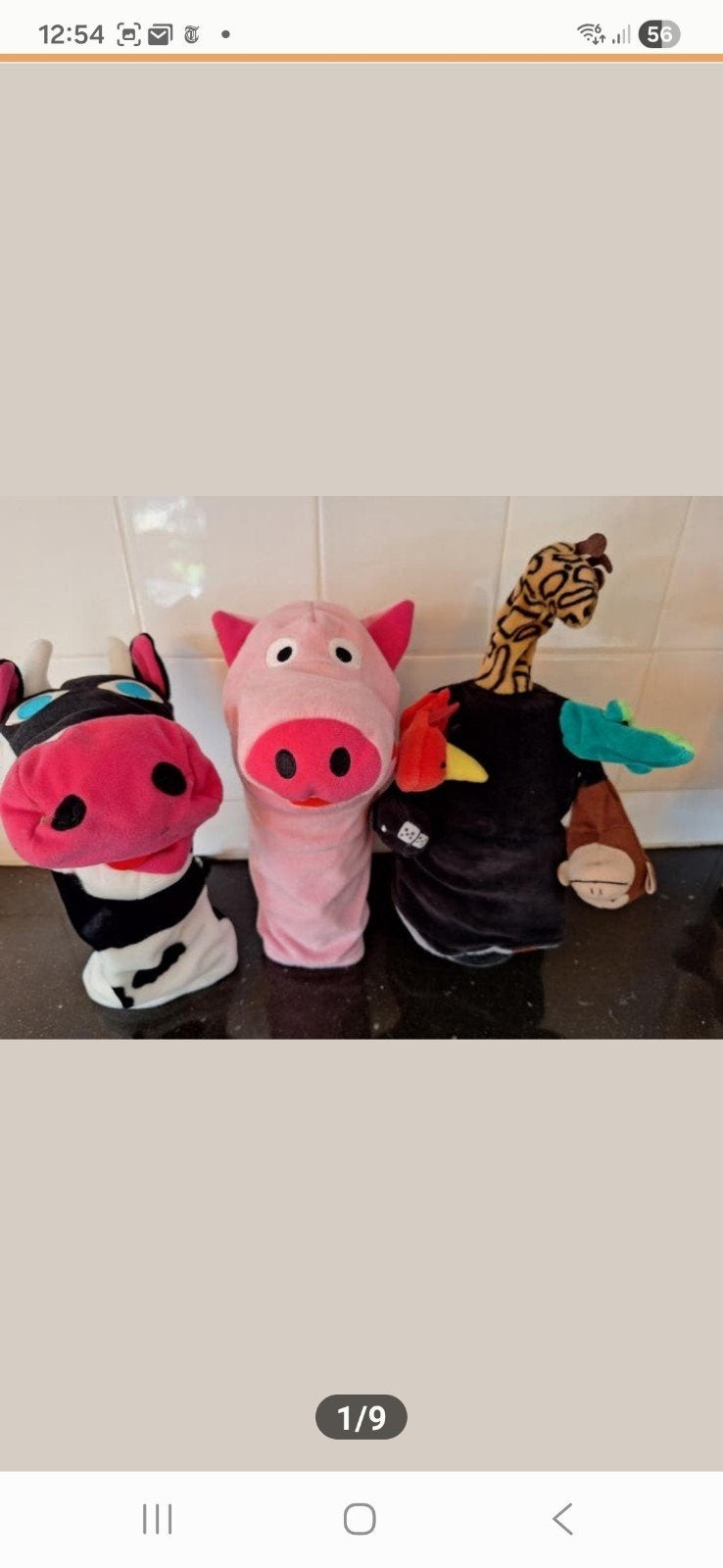 Leuke handpoppen: Koe, Varken en Dierenstapel, Gebruikt, Overige merken, Overige karakters, Ophalen of Verzenden