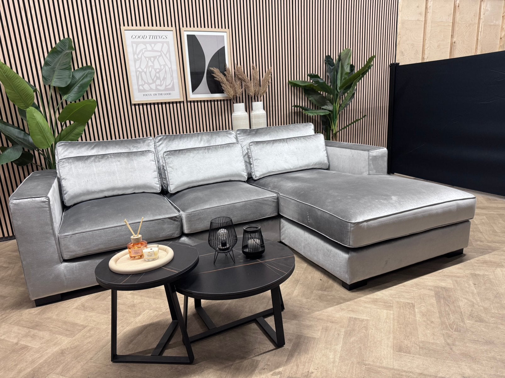 ZGAN | Luxe Velvet Velours Hoekbank - Zilvergrijs - 290x200, 250 tot 300 cm, -, -, Hoekbank