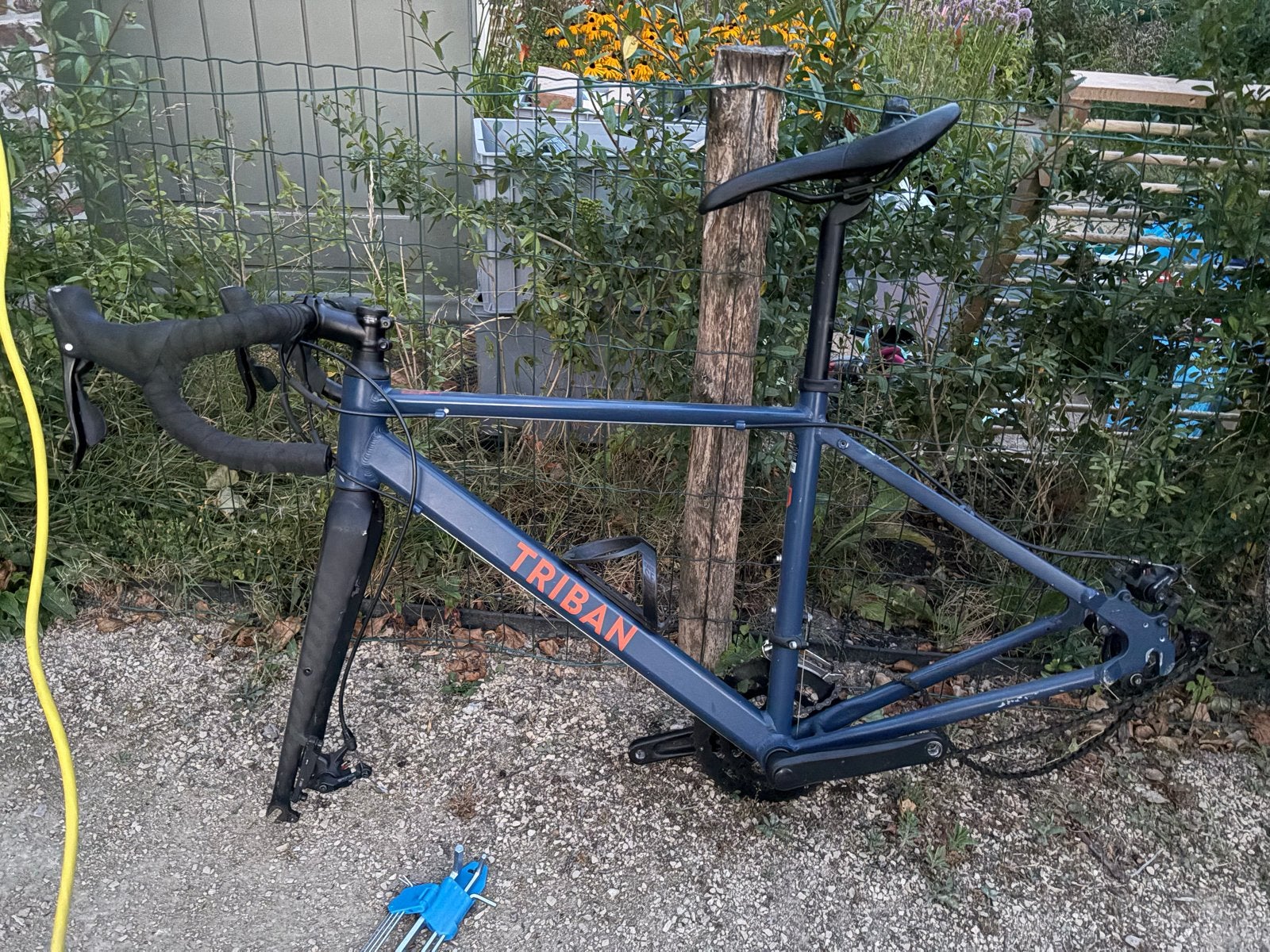 Triban racefiets frame met voorvork, stuur en zadel, Frame, Gebruikt, Ophalen of Verzenden, Aluminium