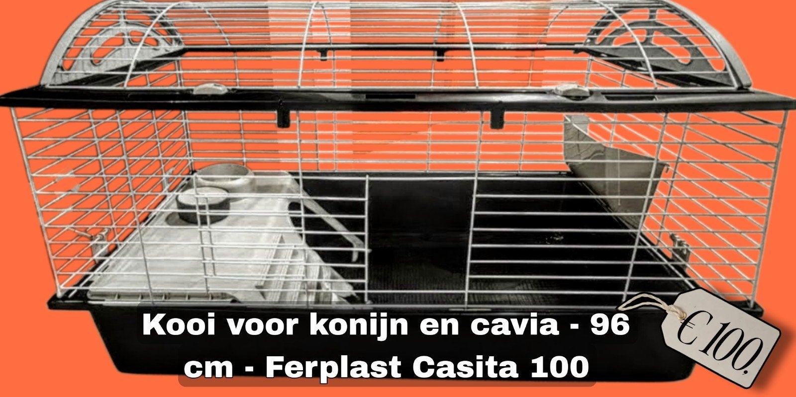 Kooi voor konijn en cavia - 96 cm - Ferplast Casita 100, Ophalen, Nieuw, Kooi, Konijn