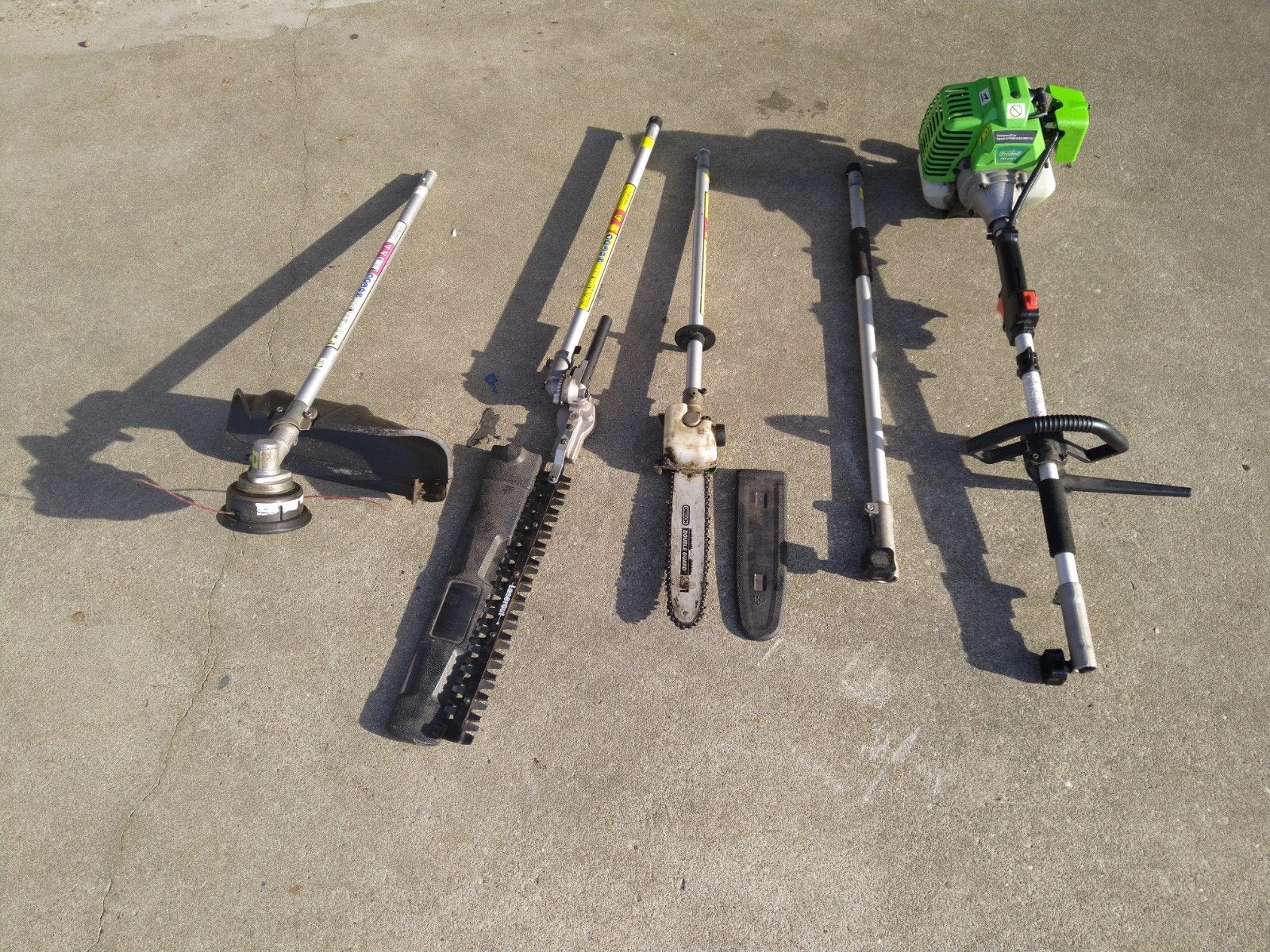 Florabest 3-in-1 Bosmaaier, Kettingzaag en Snoeischaar, Ophalen, Benzine, Gebruikt, Florabest
