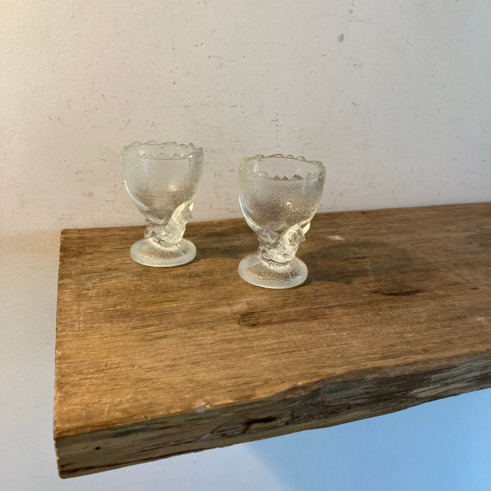 Vintage Franse persglazen eierdopjes in kipvorm (set van 2), Ophalen of Verzenden
