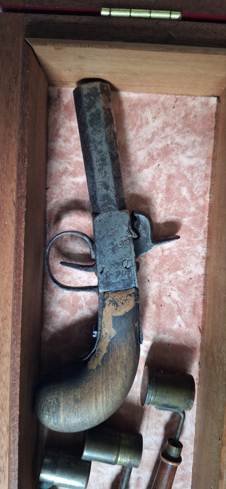 Antiek percussie pistool, blikjes, hulzen verzameling, Ophalen of Verzenden, Gebruikt