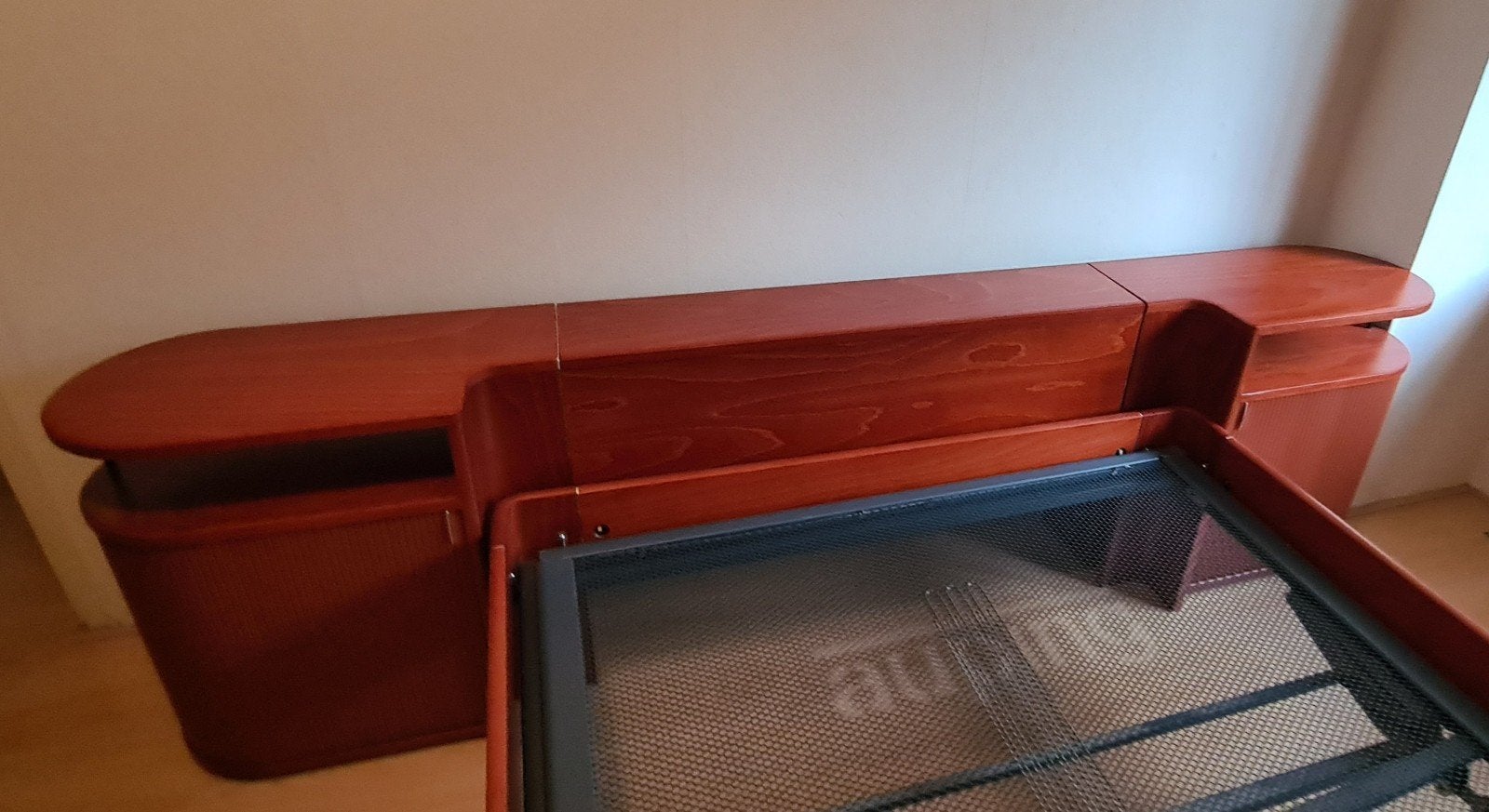 Auping Auronde Achterwand met 2 Roldeurkasten, Ophalen, Gebruikt, Bruin, Modern, Functioneel