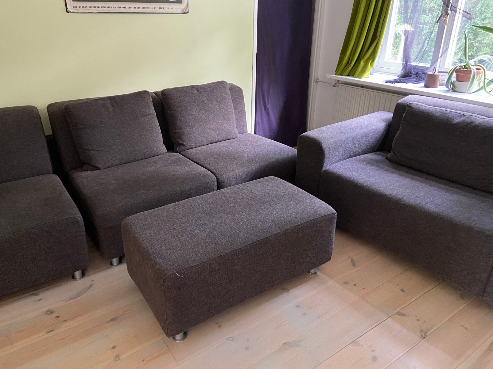 Practica bank- aubergine, Ophalen, 75 tot 100 cm, Zo goed als nieuw, Stof
