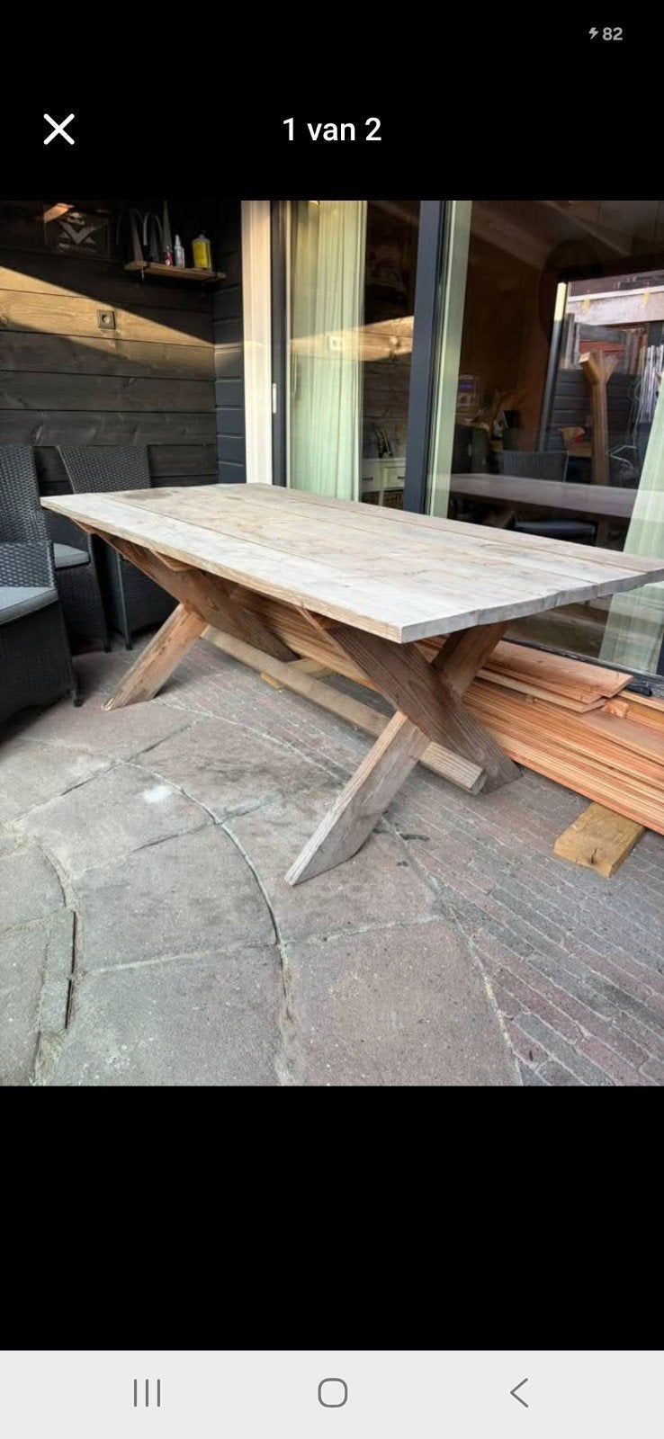 Te koop steigerhouten buitentafel 200-100, Ophalen of Verzenden, Rechthoekig, Hout