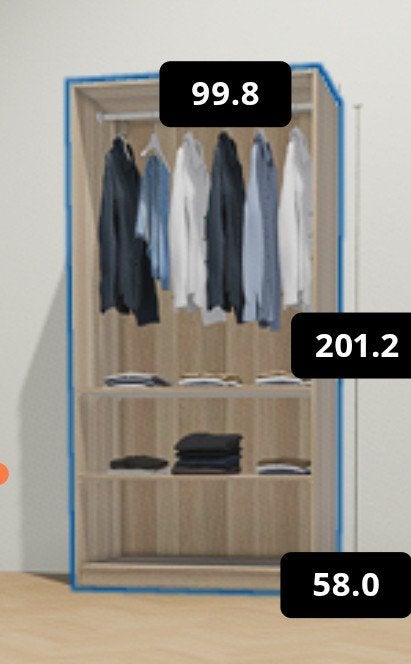 Pax Ikea basiselement 200x100x58 met hang en legruimte, 200 cm of meer, Zo goed als nieuw, 50 tot 75 cm, 50 tot 100 cm