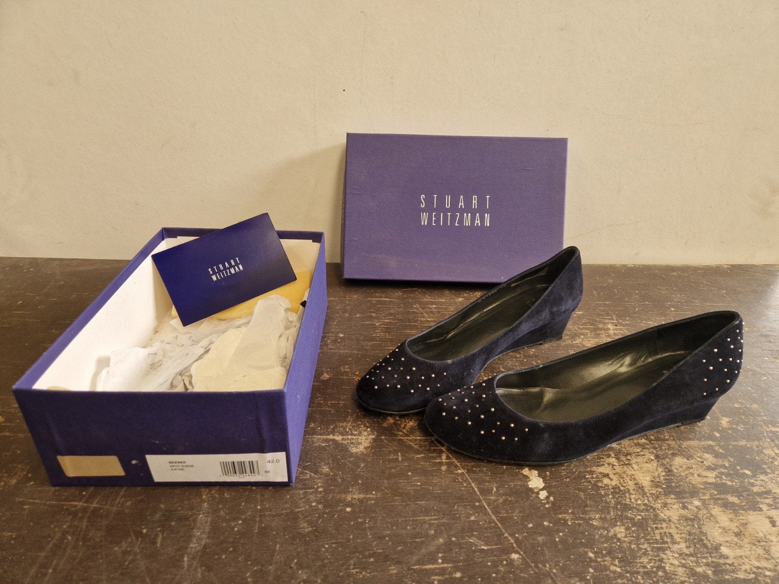 Stuart Weitzman pumps sleehak maat 42 navy suede, Pumps, Blauw, Stuart Weitzman, Ophalen of Verzenden