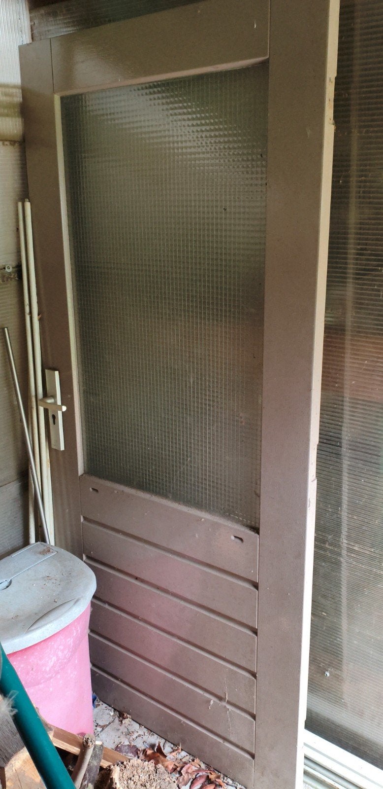 Achterdeur 200x92.5 cm met glas, zonder slot, Ophalen, Gebruikt, 80 tot 100 cm, Buitendeur