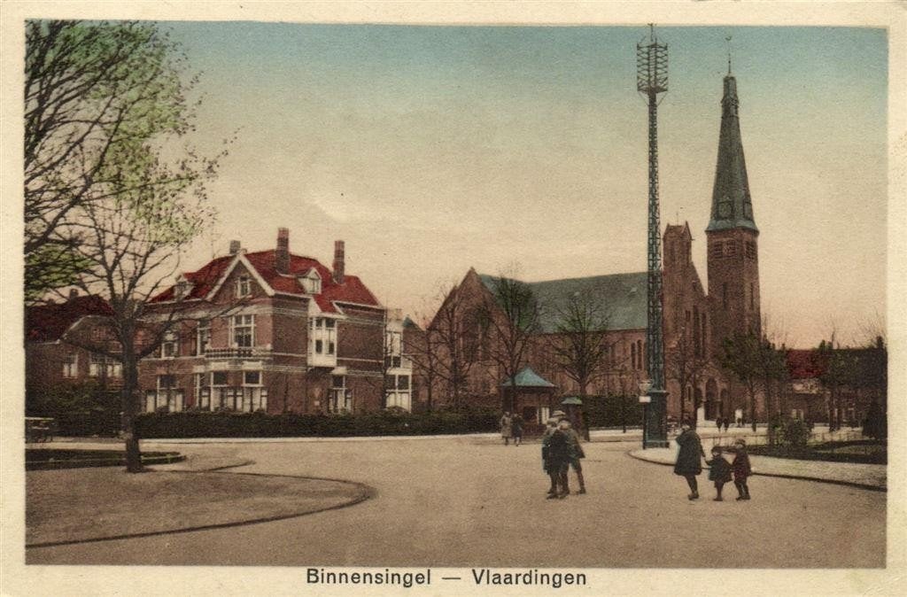 Binnensingel - Vlaardingen - volk kerk - 1927 gelopen, Verzamelen, Verzenden, 1920 tot 1940, Gelopen, Zuid-Holland