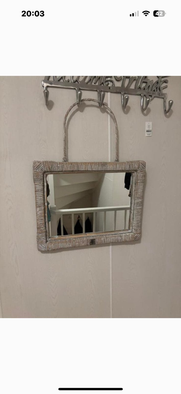 Riviera Maison spiegel rattan, Huis en Inrichting, Woonaccessoires | Spiegels, Ophalen, Minder dan 50 cm, Zo goed als nieuw, Minder dan 100 cm