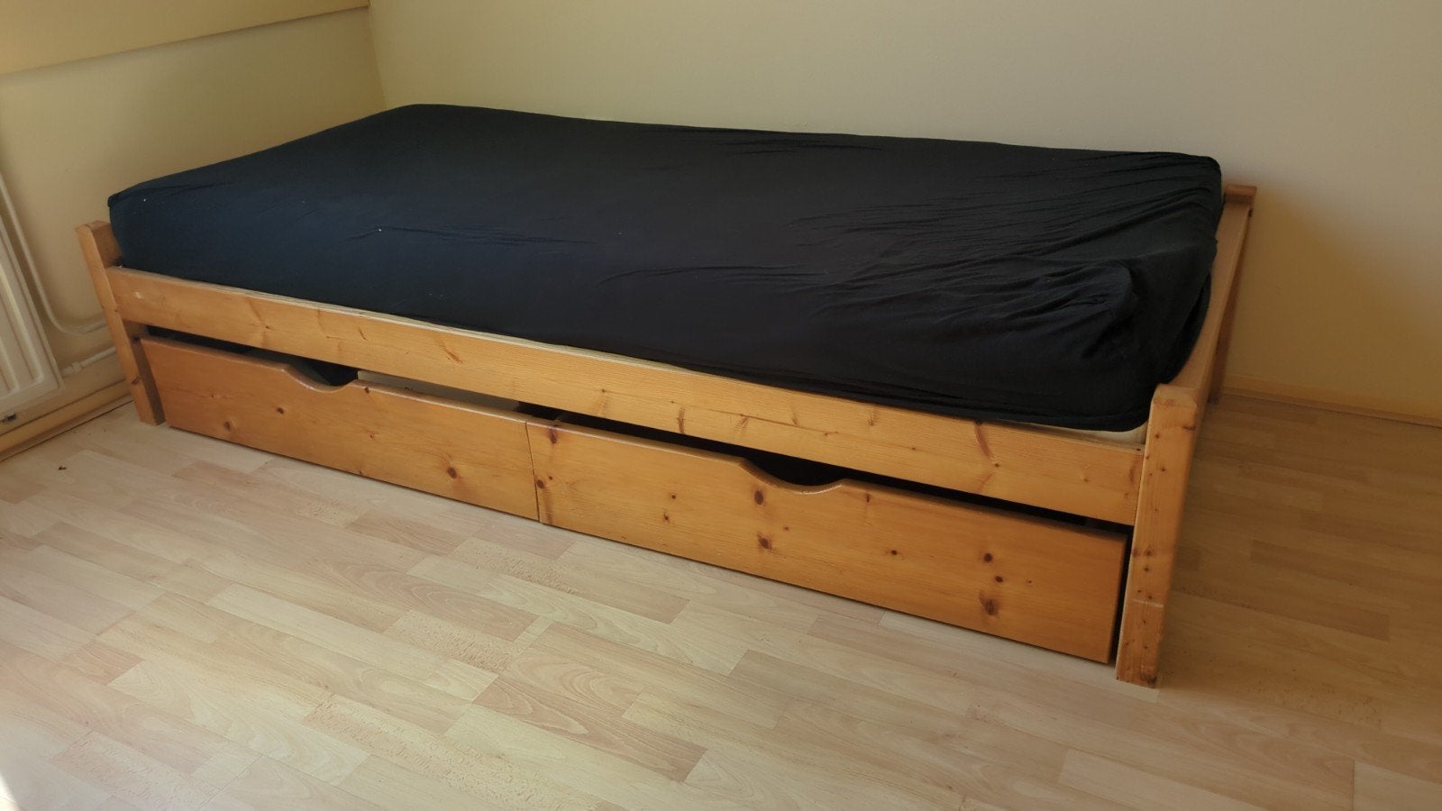 Eenpersoonsbed met opberglades - Hout, Ophalen, Gebruikt, 90 cm, Eenpersoons