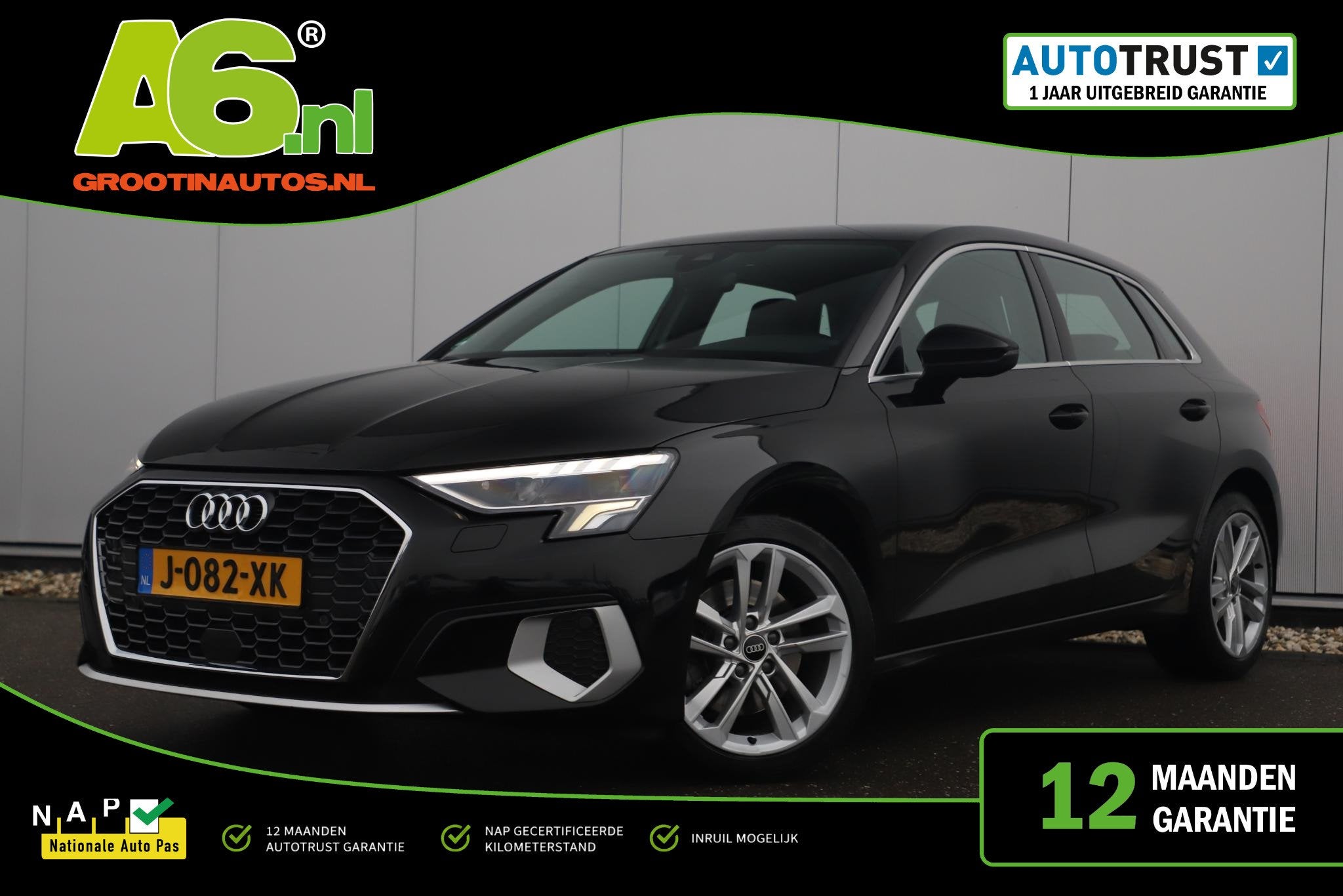 Audi A3 Sportback 30 TFSI Advanced edition Automaat Leder Sp, Auto's, Audi, Gebruikt, Met garantie (alle), Zwart, Bedrijf