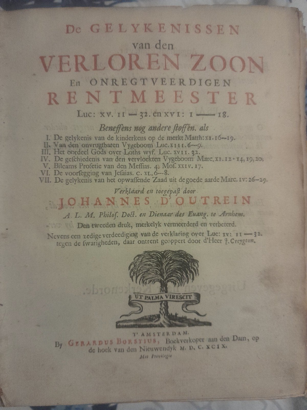 De gelykenissen v d verloren zoon en onregtveerdigen rentmst, Ophalen of Verzenden