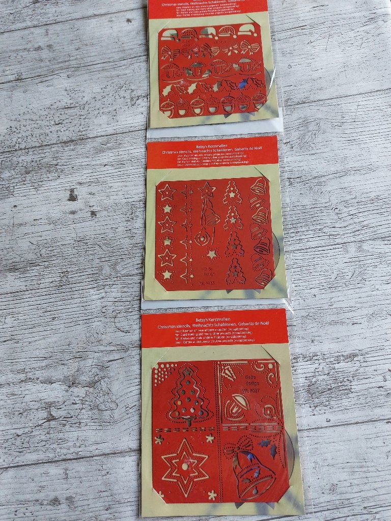 3x kerstmallen om zelf kaarten te maken + rood lint, Hobby en Vrije tijd, Kaarten | Zelf maken, Ophalen, Nieuw, Overige thema's