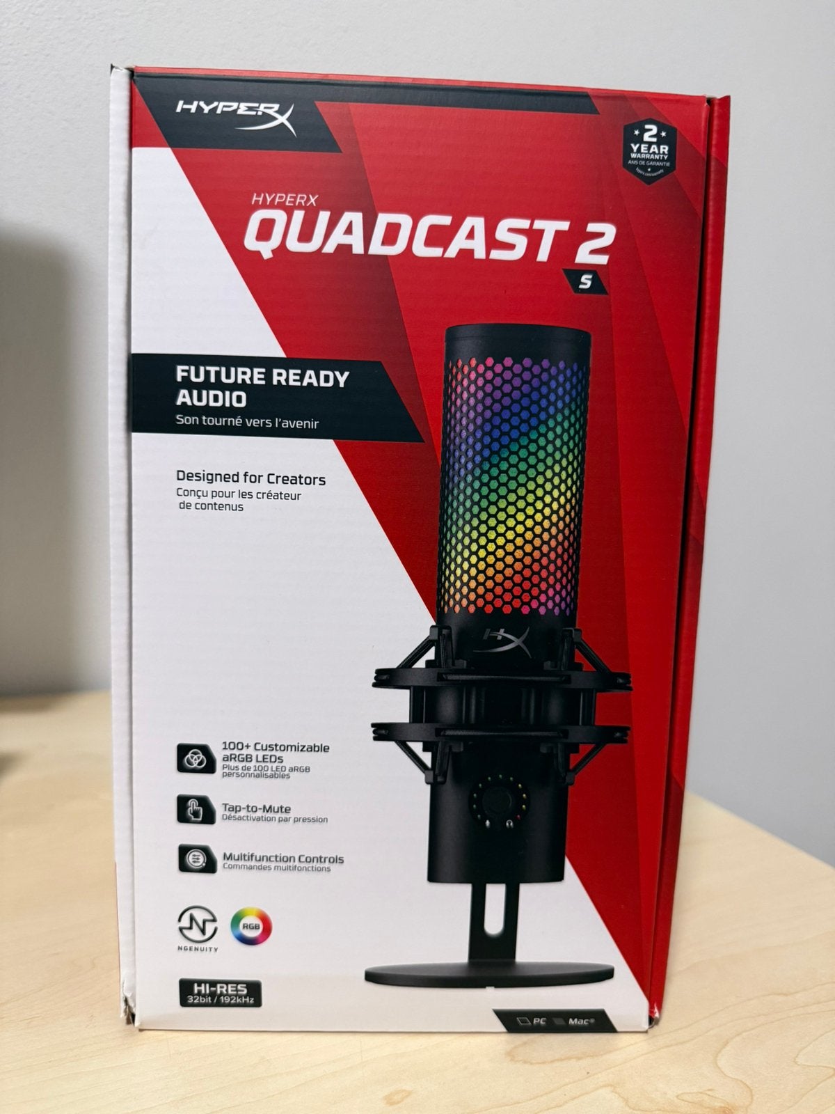 HyperX QuadCast 2 S RGB USB-microfoon – compleet in doos, Muziek en Instrumenten, Microfoons, Ophalen of Verzenden, Zo goed als nieuw
