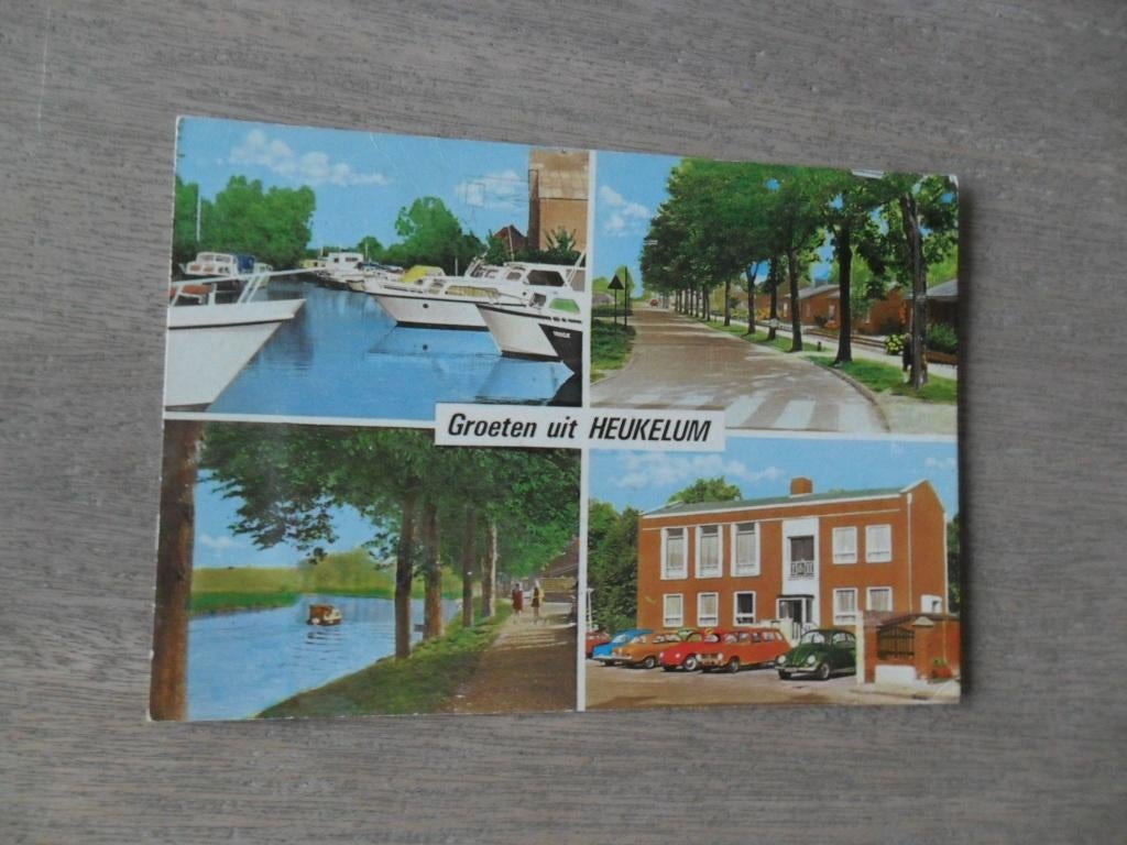Heukelum, jachthaven/Voorste gewind, auto vw/gemeentehuis, Verzenden, 1960 tot 1980, Gelopen, Noord-Brabant