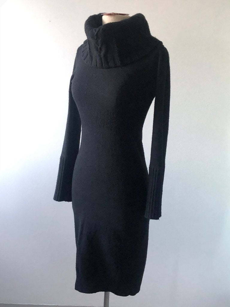 Karen Millen wollen jurk met grote col - S, Karen Millen, Zwart, Ophalen of Verzenden, Zo goed als nieuw