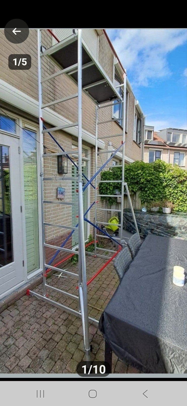 Steiger 5 meter werkhoogte - Ideaal voor klussen, Ophalen of Verzenden, Gebruikt, Rolsteiger of Kamersteiger, 5 meter of hoger