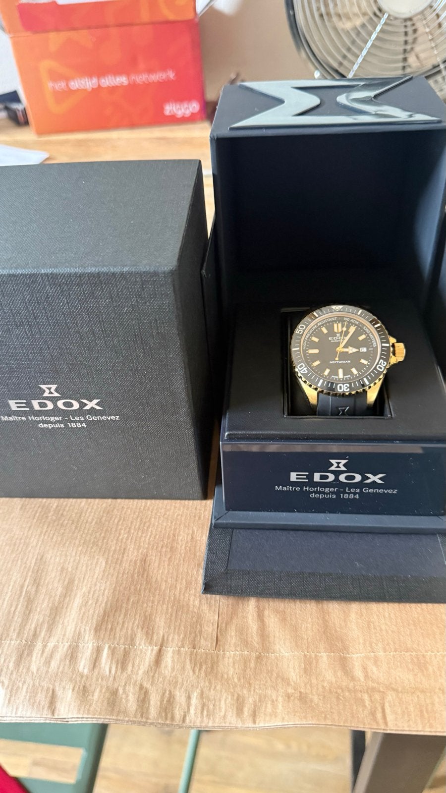 Edox SkyDiver Neptunian Automatic - Zo goed als nieuw, Overige merken, Staal, Polshorloge, Kunststof