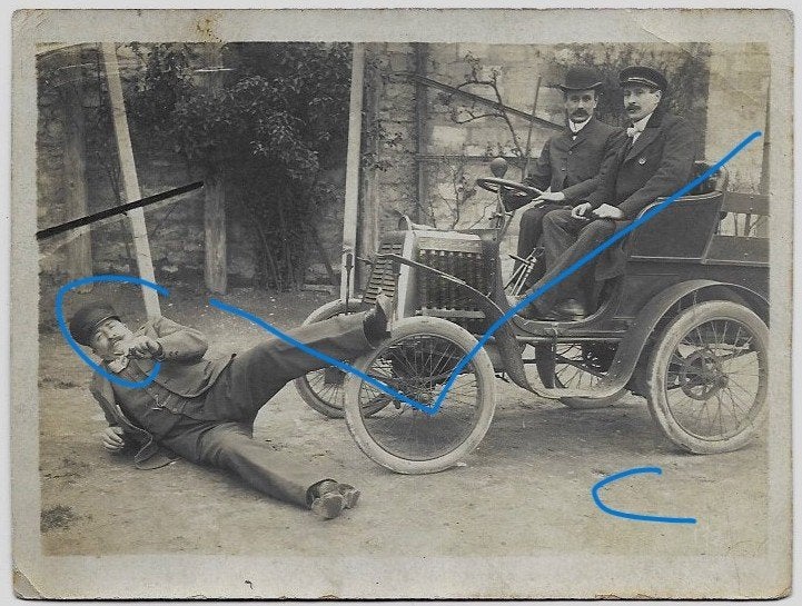 Oldtimer auto humor ongeval pioniertijd, Verzamelen, Ansichtkaarten | Themakaarten, Verzenden, Voor 1920, Ongelopen, Voertuig
